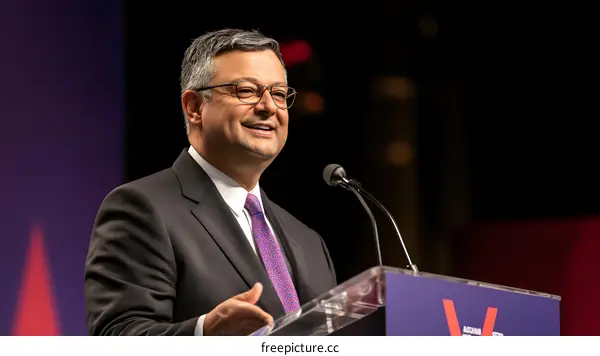 Man in Suit Speaking at a Conference