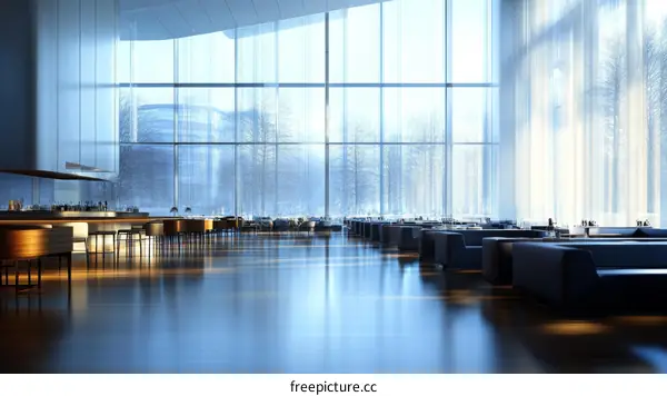 Modern Restaurant Interior with Panoramic Views