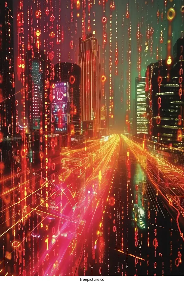 Binary Cityscape Illustration
