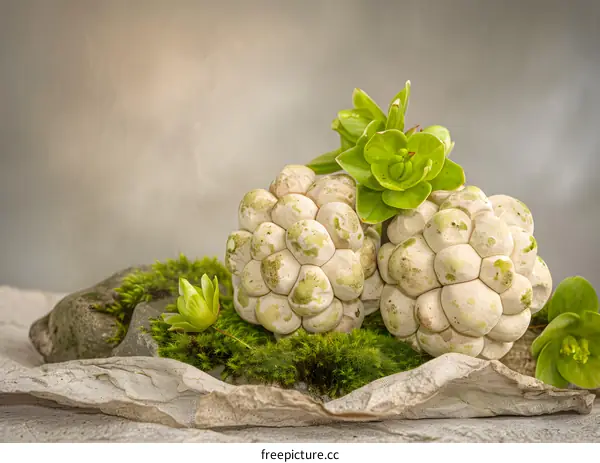 Close Up Of White Flowers With Green Leaves On A Natural Background