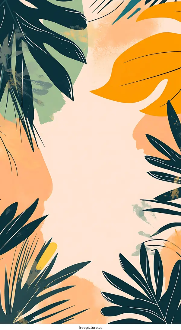 Tropical Leaves Abstract Background Illustration