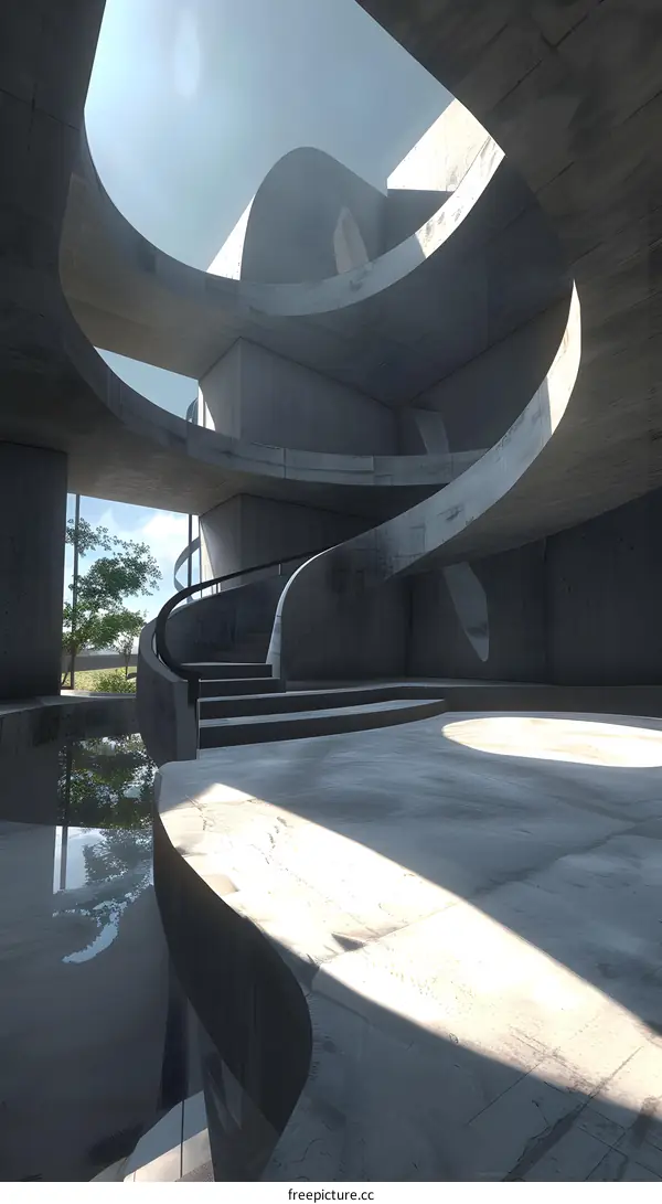 Modern Architecture Interior Design With Spiral Staircase