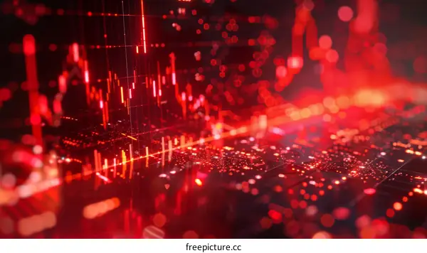 Red glowing stock market graph showing economic recession