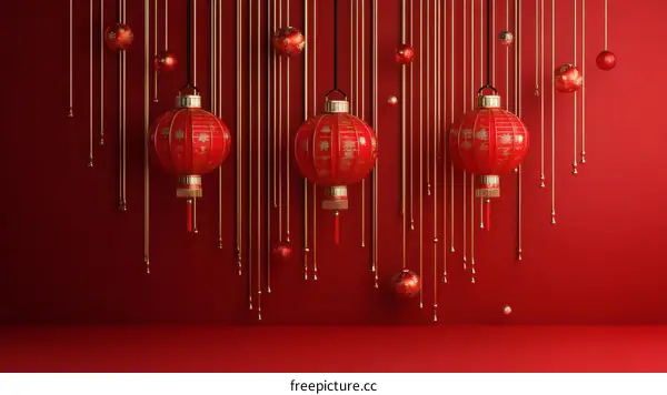 Chinese New Year Red Lanterns and Decorations