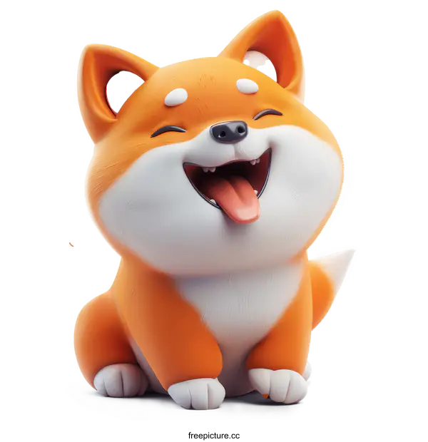 [Transparent Background PNG]A cute cartoon Shiba Inu dog sitting and smiling with a happy expression