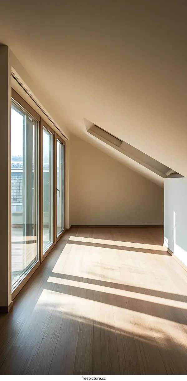 Modern Interior Design with Skylight and Wooden Floor