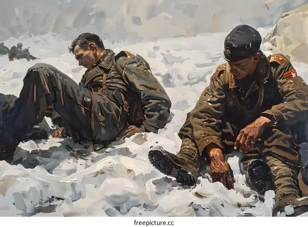 Soldiers Resting in the Snow