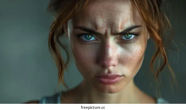 Close-up Portrait of a Woman with Intense Expression