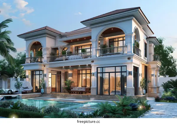 Luxury Villa Exterior Design Illustration