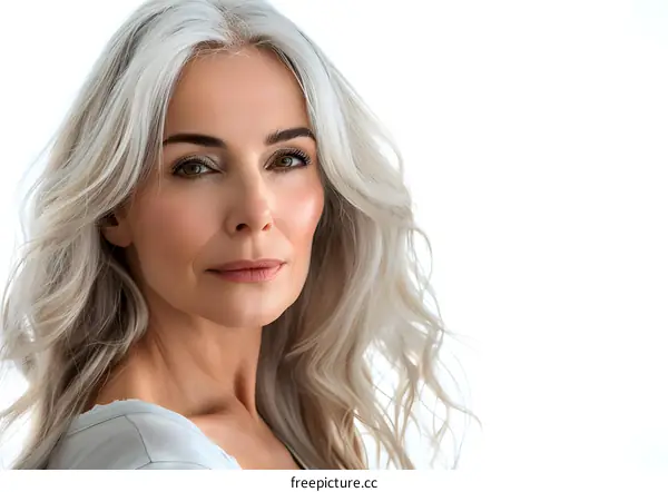 portrait of a beautiful woman with gray hair