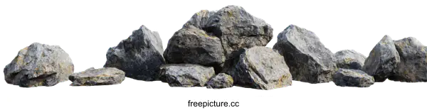[Transparent Background PNG]Gray Rocks Arrangement Against White Background