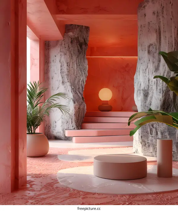 Round Exhibition Stand in Geometric Space