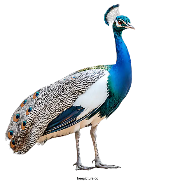 [Transparent Background PNG]Beautiful Peacock in Profile View