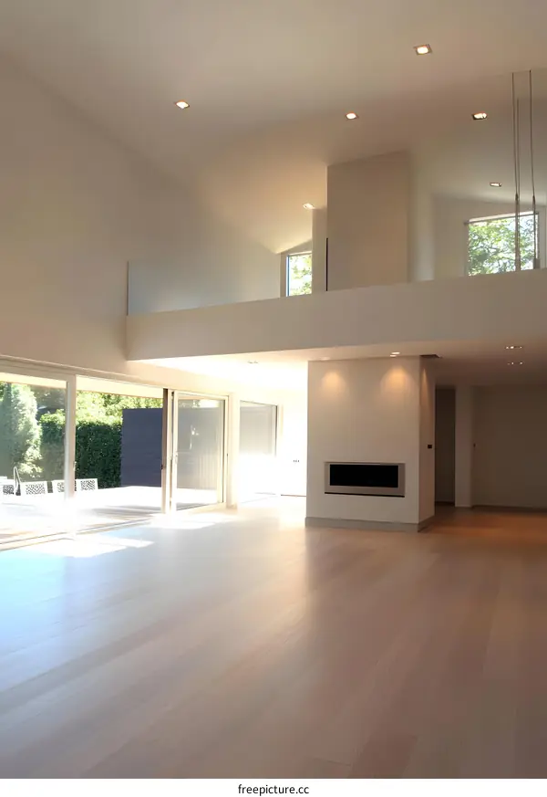 Modern Minimalist Living Room Interior Design with Fireplace