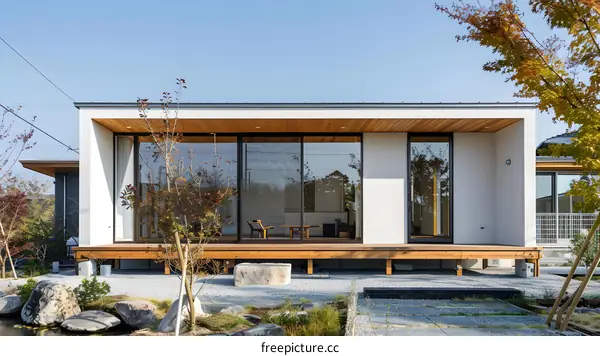 Modern Japanese House with Large Glass Windows