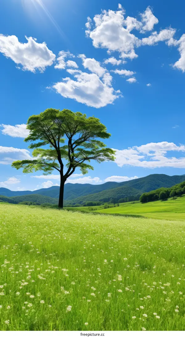 Lonely Tree in a Vast Green Field