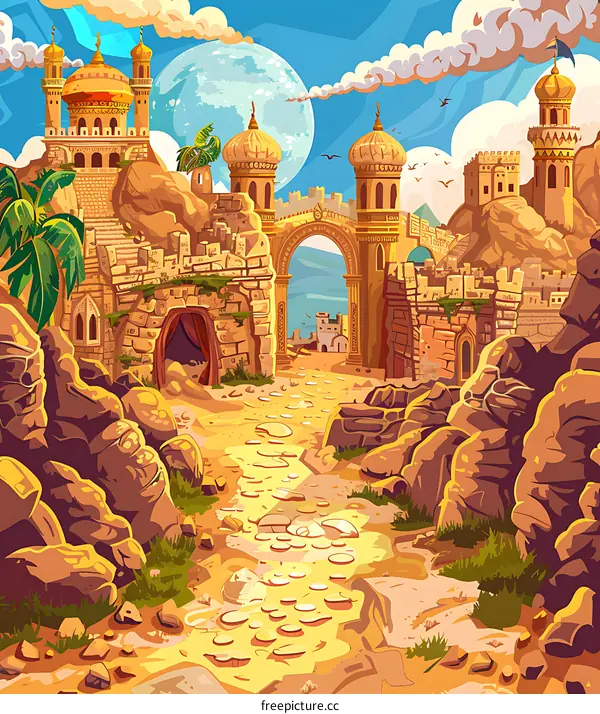 Arabian Desert City Gate Illustration