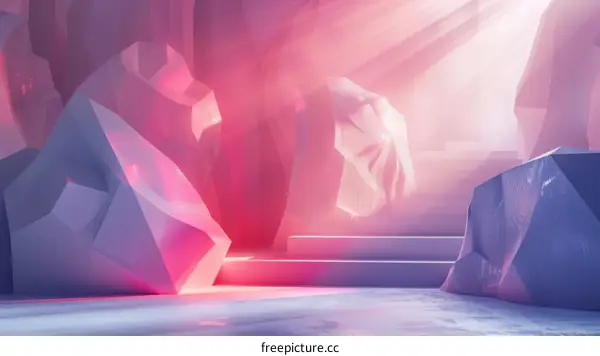 Abstract Background with Geometric Shapes and Glowing Rays