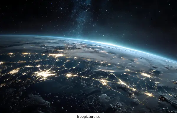 Earth at Night with City Lights