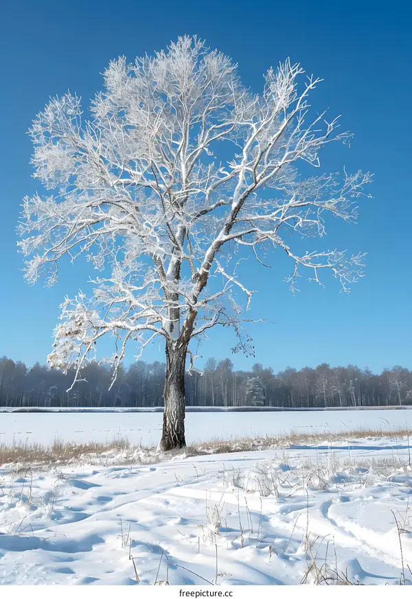 Snowy Tree in a Winter Landscape