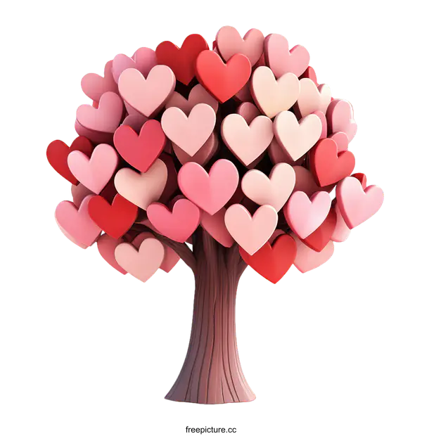 [Transparent Background PNG]Love Tree Illustration with Hearts