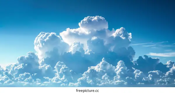 White Cumulus Clouds Drifting in a Blue Sky
