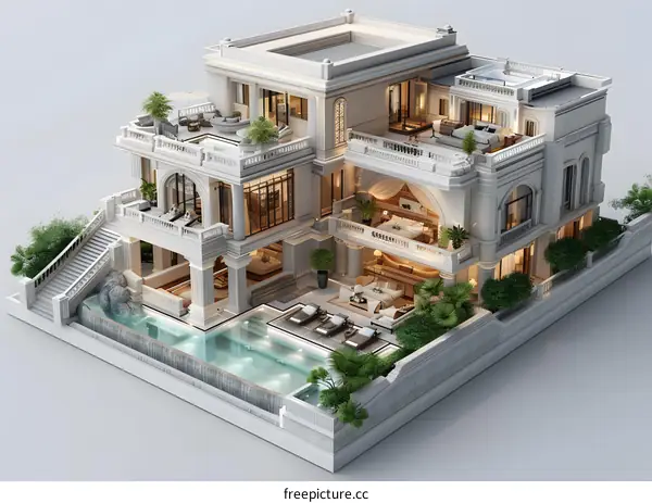 3D rendering of a luxury villa