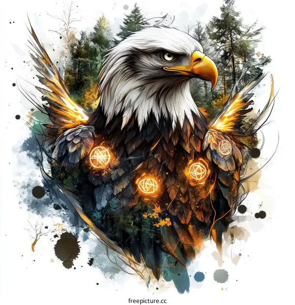 Majestic Eagle in Enchanting Forest Artwork