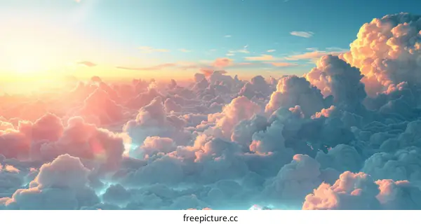 above the cloudscape during sunset