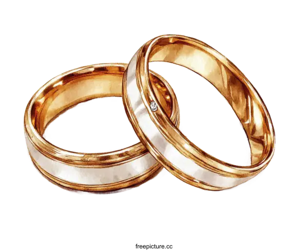 [Transparent Background PNG]Beautiful Watercolor Wedding Rings Illustration