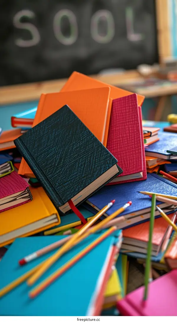 A Pile of Books and Pencils
