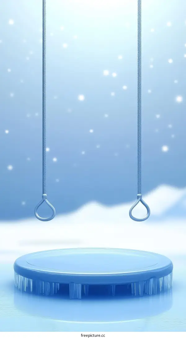 Winter Blue Ice Stage with Snowflakes