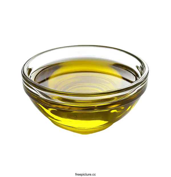 [Transparent Background PNG]Clear Glass Bowl of Olive Oil