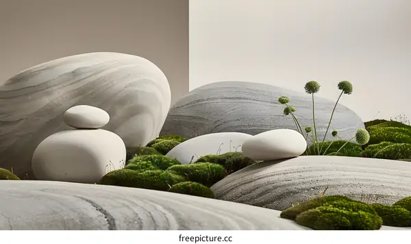 Minimalist Rock and Moss Arrangement