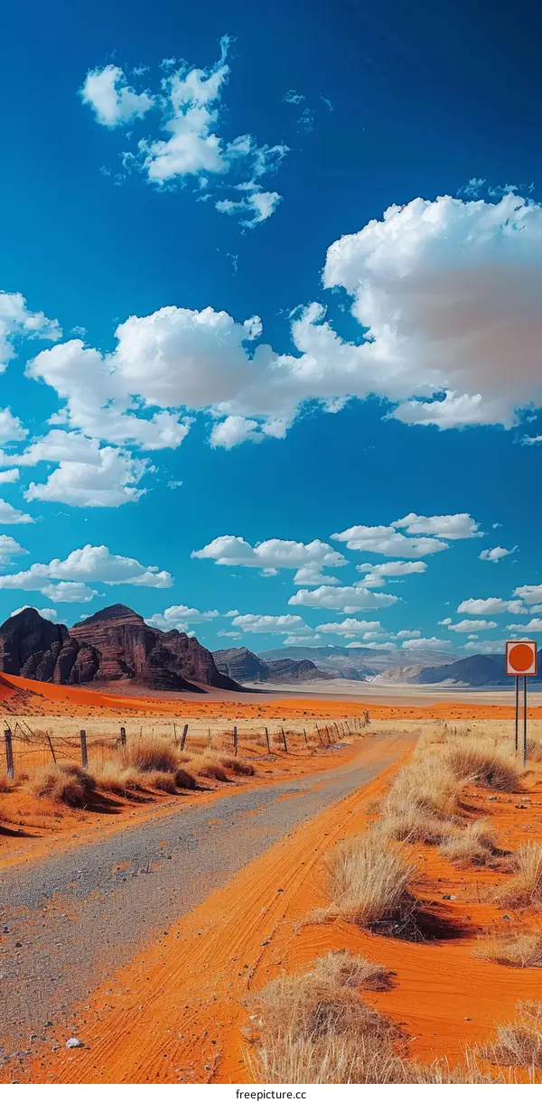 Stunning desert landscape with blue sky and clouds