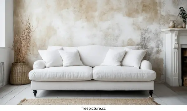 Modern Rustic Living Room with a White Sofa