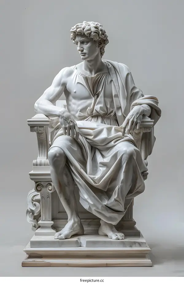 seated male marble statue
