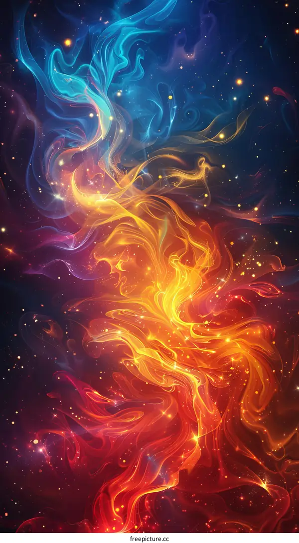 Fire and ice abstract colorful smoke