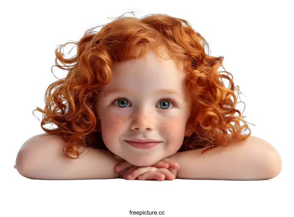 [Transparent Background PNG]Redheaded Girl with Freckles