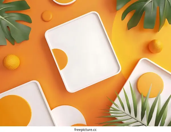 Orange and White Geometric Shapes on an Orange Background