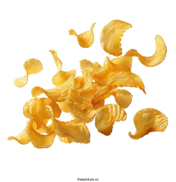 [Transparent Background PNG]Potato chips falling on a black background