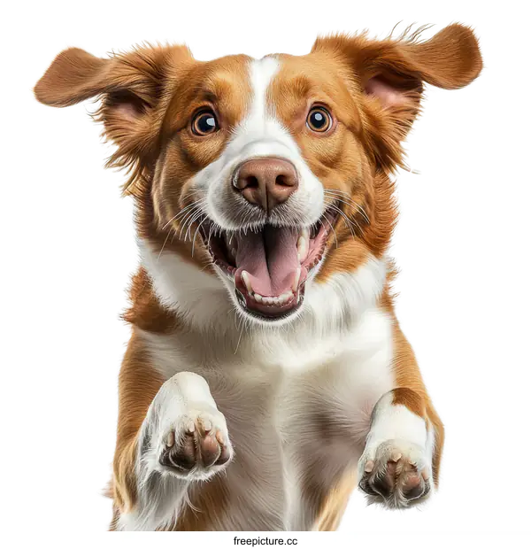 [Transparent Background PNG]Happy Dog Jumping in the Air