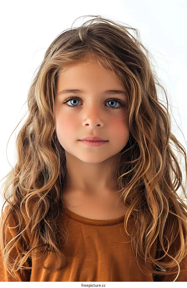 Portrait of a Young Girl with Long Blonde Hair