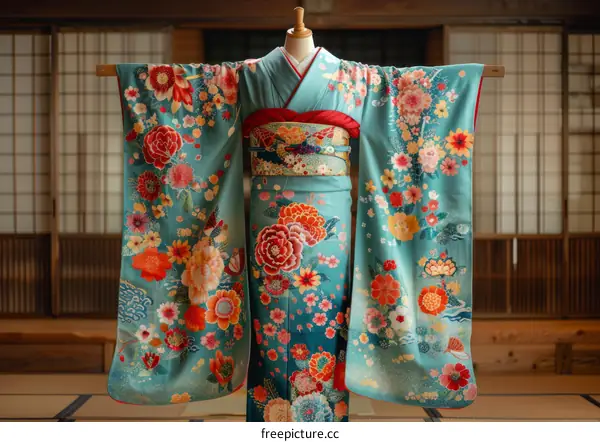 A kimono with a floral pattern