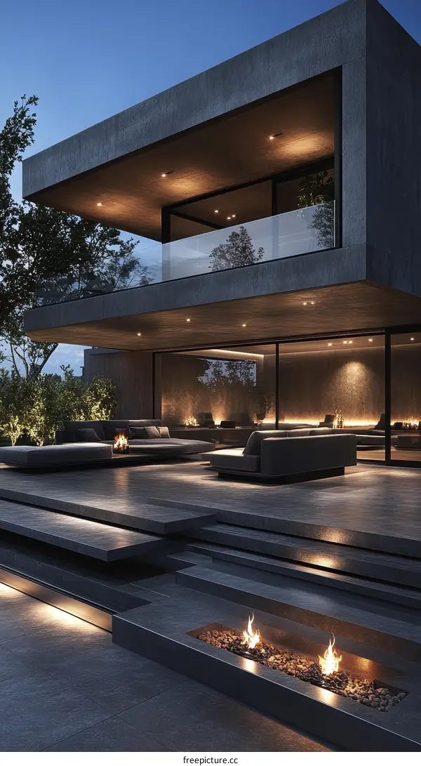Modern Architectural Exterior Design with Outdoor Patio