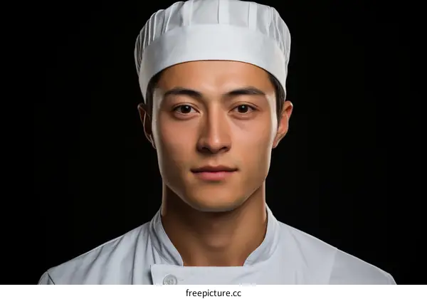 Portrait of a male chef wearing a white toque