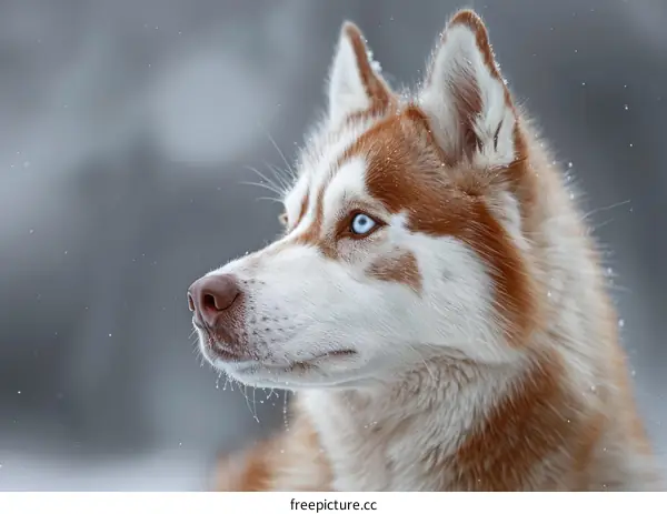 Husky Dog Portrait in Snowy Landscape