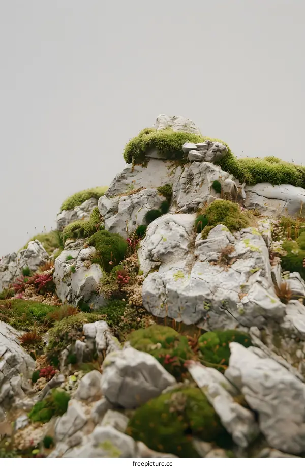 Close Up Of Green Moss Covered Rocks