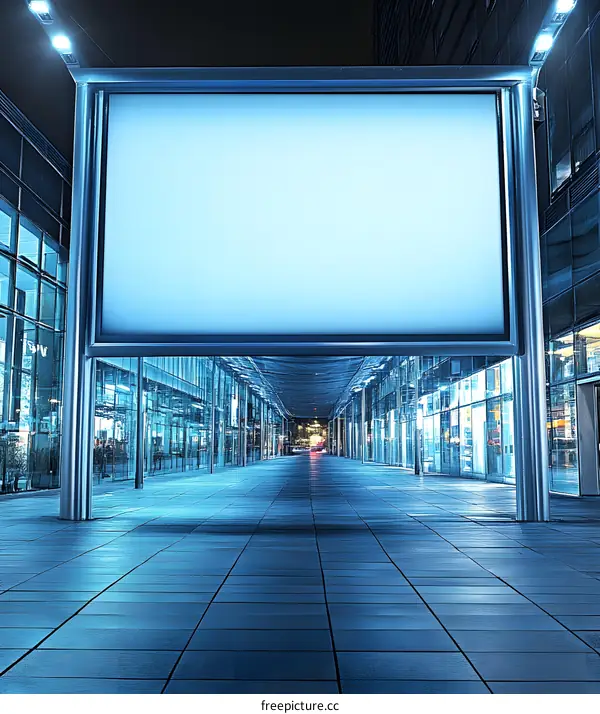 Blank Billboard In City At Night
