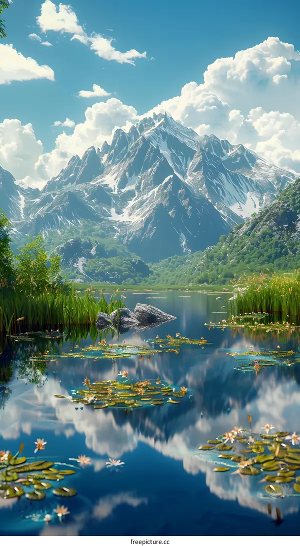 Mountains and lake